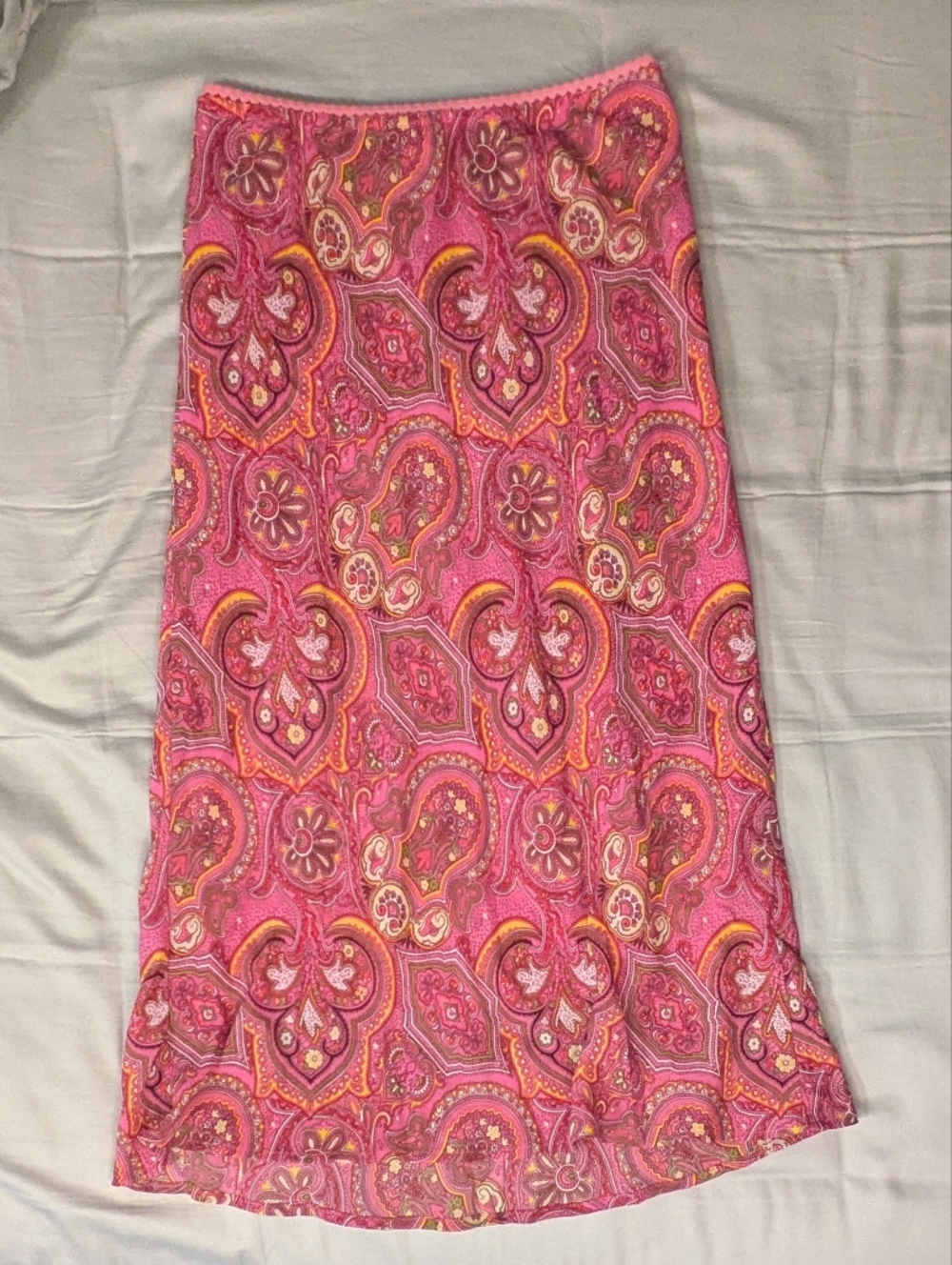 Wanted Vintage Y2K Hot Pink Paisley Print Midi Slip Skirt